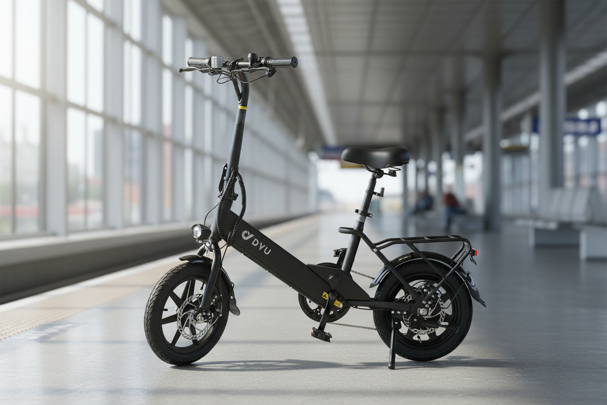 DYU-C3 Folding Electric Bike – Urban Transit Lifestyle Shot